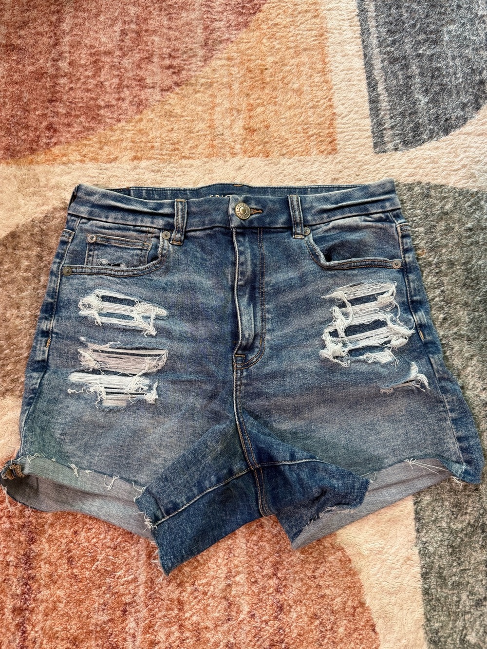American Eagle Outfitters Distressed Blue Denim Shorts